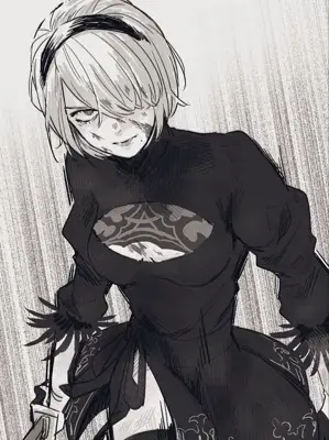 Drawing of a woman in a black dress