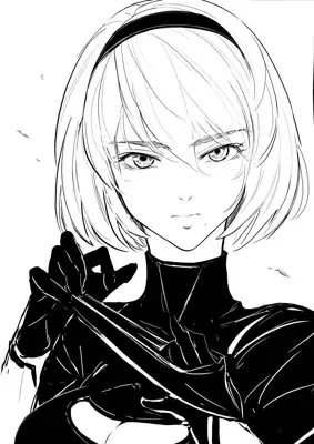 Drawing of a woman with a sword