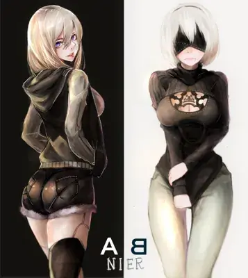 Thumbnail of Nier Automata: Female in a black and white outfit