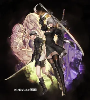 Couple of anime characters in a dark background