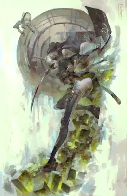 Digital painting of a woman with a sword