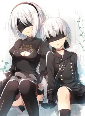 Two anime girls sitting on a bench