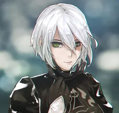Guy with white hair and green eyes