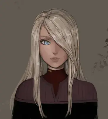 Drawing of a woman with long blonde hair