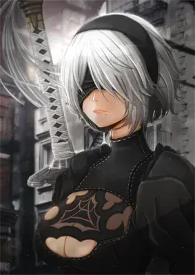 Girl with white hair and black clothes