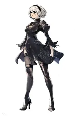 Woman in black and white clothes