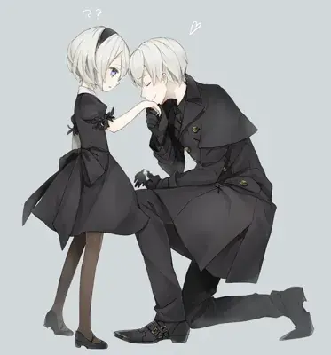 Two anime characters sitting on the ground