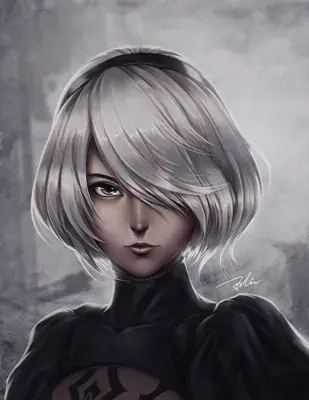Drawing of a woman with blonde hair