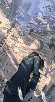 Man in a black suit standing on a ledge