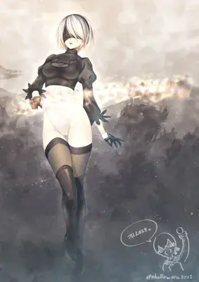 Woman in a white dress and black gloves