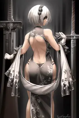 Woman in a dress and a sword