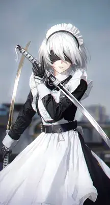 Woman in a white dress holding a sword