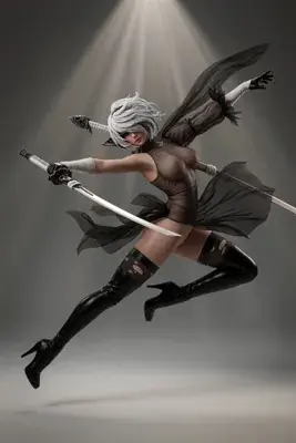 Thumbnail of 2B in Action Pose from NieR Automata