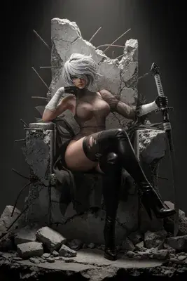 Thumbnail of 2B in Ruins: NieR Automata Fan Art