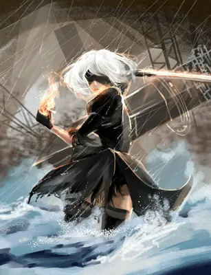 Thumbnail of 2B in NieR Automata Action Pose