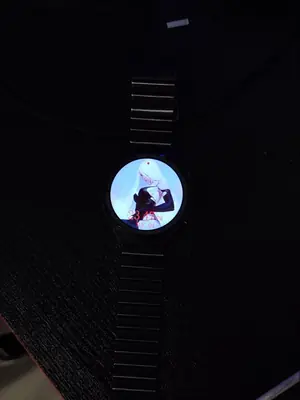 A digital illustration of 2B from NieR: Automata displayed on a smartwatch screen.