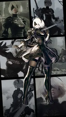 Fan art of 2B (YoRHa No.2 Type B) from NieR: Automata, depicted in a gothic-lolita style with a blindfold and black dress.