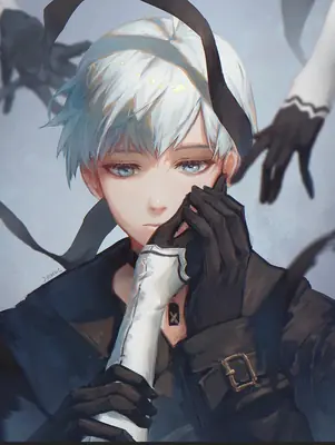 Digital illustration of 2B (YoRHa No.2 Type B) from NieR: Automata wearing a gothic-lolita outfit with a blindfold and black gloves.