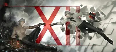 Fan art of 2B and 9S from NieR: Automata, featuring a dramatic pose with shattered cubes and a red X symbol.