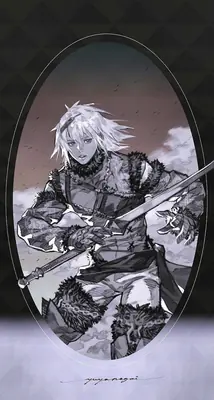 Fan art of 2B (YoRHa No.2 Type B) from NieR: Automata depicted in a dramatic black-and-white illustration with a sword and fur-lined coat.