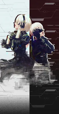 Digital illustration of 2B (YoRHa No.2 Type B) from NieR: Automata, depicted in a gothic-lolita style with a blindfold and black dress.