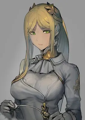 Fan art of 2B (YoRHa No.2 Type B) from NieR: Automata, depicted with blonde hair and a gothic-lolita style outfit.