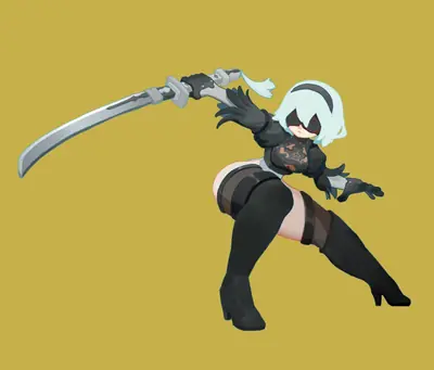 Thumbnail of 2B in NieR Automata Action Pose