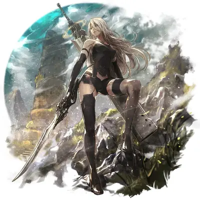 Thumbnail of 2B in NieR Automata Action Pose