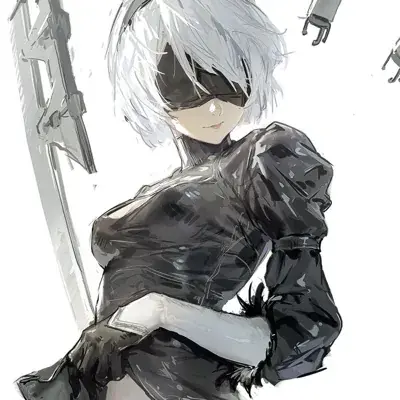 Illustration of 2B from NieR:Automata holding a sword.