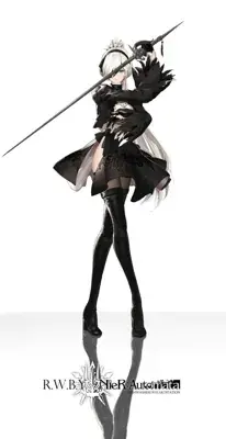 Illustration of 2B from NieR:Automata holding her sword.
