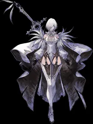 Illustration of 2B from NieR:Automata holding her sword.