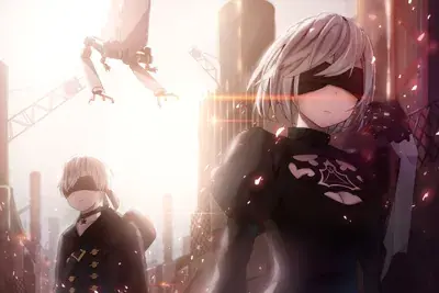Thumbnail of 2B and 9S in a Ruined City