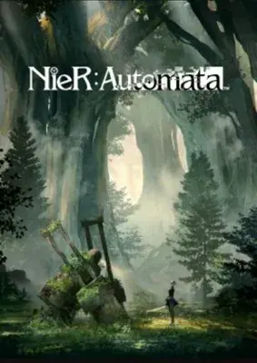 2B from Nier Automata standing in the Forest Kingdom - digital artwork showing android warrior in signature outfit