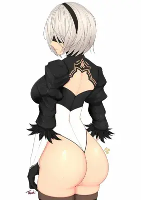 Illustration of 2B from NieR:Automata in her iconic outfit.