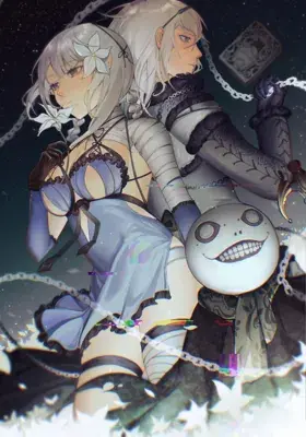 2B from Nier Automata 2B and Emil Back-to-Back - digital artwork showing android warrior in signature outfit