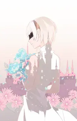 2B from Nier Automata 2B standing among flowers with a castle silhouette - digital artwork showing android warrior in signature outfit