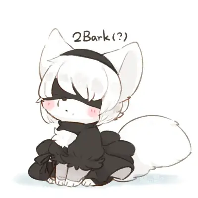 2B from Nier Automata chibi 2Bark crossover - digital artwork showing android warrior in signature outfit