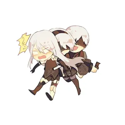 2B from Nier Automata Chibi Android Trio - digital artwork showing android warrior in signature outfit
