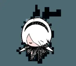 2B from Nier Automata chibi illustration - digital artwork showing android warrior in signature outfit