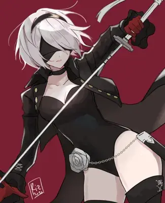 2B from Nier Automata combat ready 2B - digital artwork showing android warrior in signature outfit