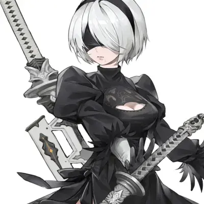 2B from Nier Automata combat ready - digital artwork showing android warrior in signature outfit