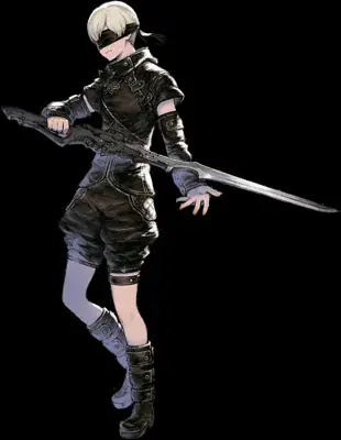 2B from Nier Automata combat ready - digital artwork showing android warrior in signature outfit