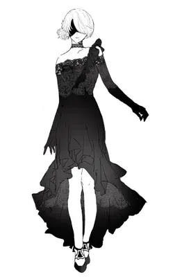 2B from Nier Automata formal gown variation - digital artwork showing android warrior in signature outfit