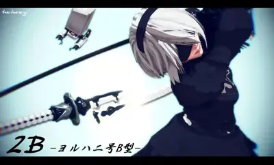 2B from Nier Automata high-octane combat strike - digital artwork showing android warrior in signature outfit