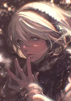 2B from Nier Automata Introspective Portrait - digital artwork showing android warrior in signature outfit