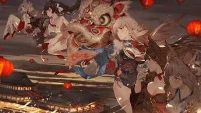 2B from Nier Automata Lunar New Year Celebration - digital artwork showing android warrior in festive outfit