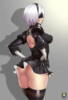 2B from Nier Automata stylized character art - digital artwork showing android warrior in signature outfit