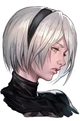 Digital art portrait of 2B from NieR:Automata.