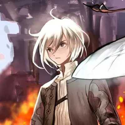 9S from Nier Automata 9S amidst the flames - digital artwork showing android warrior in signature outfit