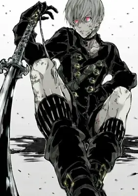 9S from Nier Automata battle-worn android with sword - digital artwork showing android warrior in signature outfit